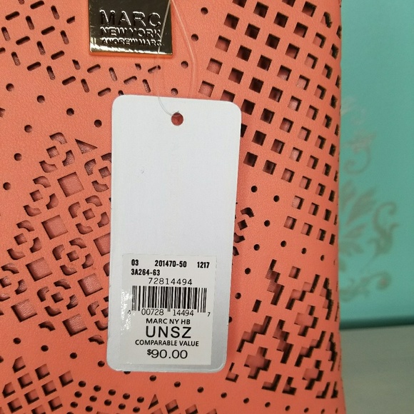 NWT Marc New York Coral Leather Handbag  Tote - Picture 4 of 8